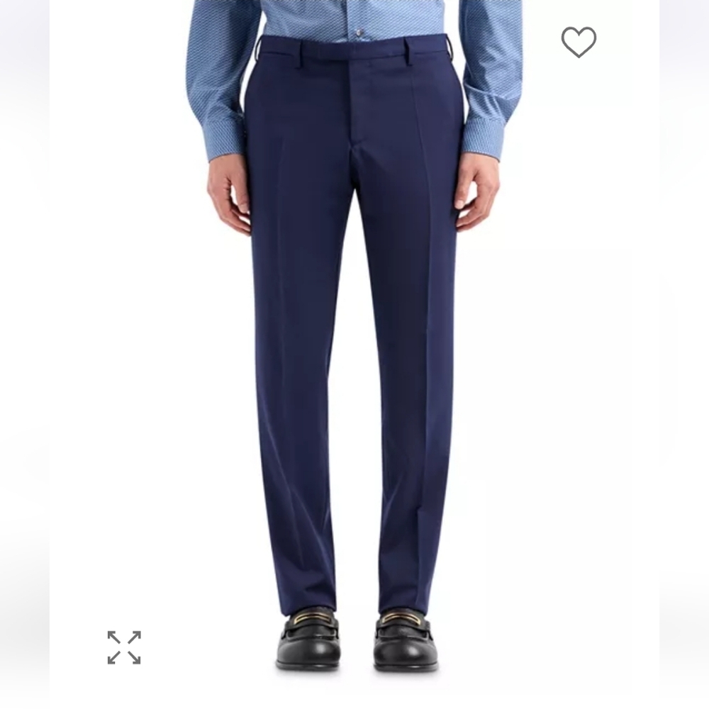 Emporio Armani Slim Fit Navy Blue Wool Dress Pant Trousers Size 36 US